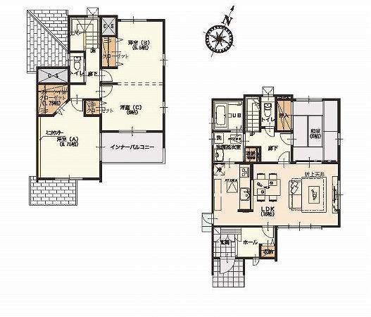 Floor plan. (Building 2), Price 31,800,000 yen, 4LDK, Land area 210.1 sq m , Building area 109.3 sq m