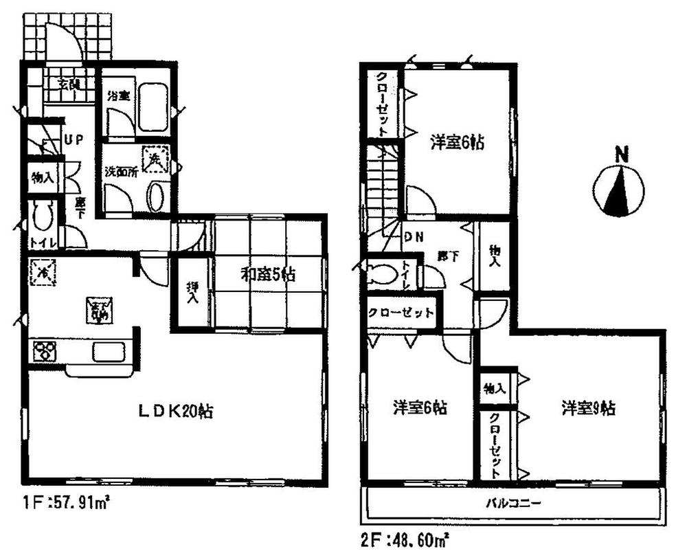 Floor plan. 21,990,000 yen, 4LDK, Land area 172.95 sq m , Located in the building area 106.51 sq m closet each room! 