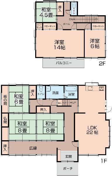 Floor plan. 26,800,000 yen, 6LDK, Land area 390.29 sq m , Floor plan with a building area of 187.12 sq m Japanese-style, Perfect for family reunion!