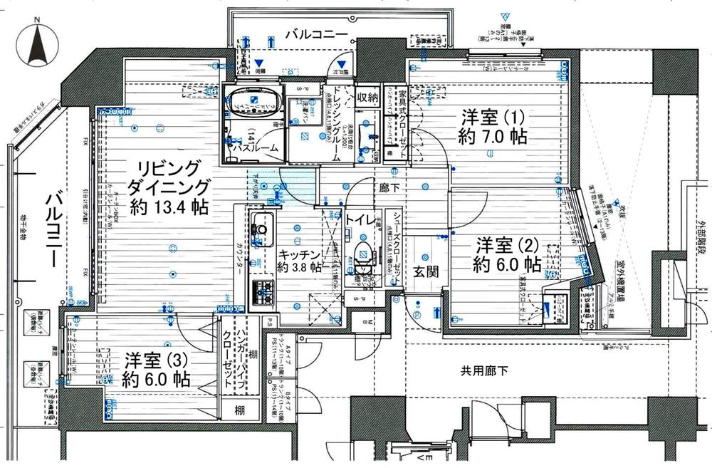 Floor plan. 3LDK, Price 18.3 million yen, Footprint 80.3 sq m , Balcony area 19.15 sq m floor plan