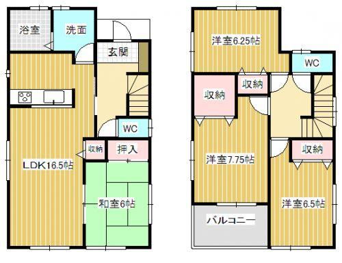 Floor plan. 20.8 million yen, 4LDK, Land area 163.32 sq m , WIC equipped the building area 105.37 sq m Master Bedroom! 