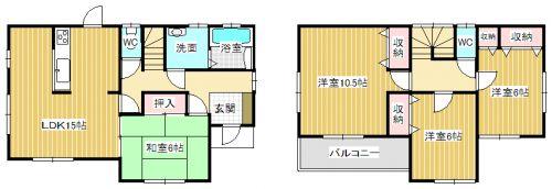 Floor plan. 14.4 million yen, 4LDK, Land area 202.05 sq m , Floor plan of the building area 105.16 sq m Zenshitsuminami direction! 