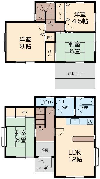 Floor plan. 12.8 million yen, 4LDK, Land area 201.27 sq m , Is a floor plan of the building area 88.59 sq m 4LDK