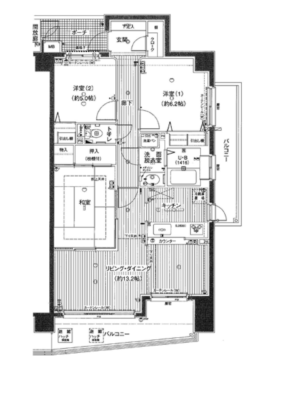 Floor plan. 3LDK, Price 12.5 million yen, Footprint 77.6 sq m , Balcony area 18.71 sq m
