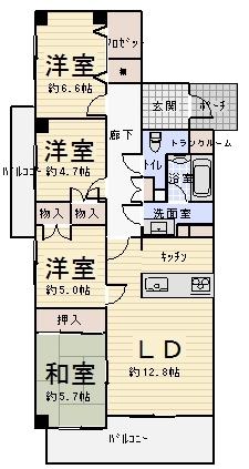 Floor plan. 4LDK, Price 18 million yen, Occupied area 82.88 sq m , Balcony area 7.77 sq m floor plan