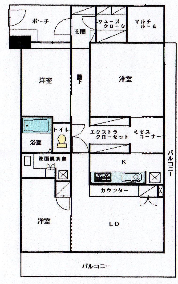 Floor plan. 4LDK + S (storeroom), Price 27,200,000 yen, Occupied area 93.36 sq m , Balcony area 27.02 sq m floor plan