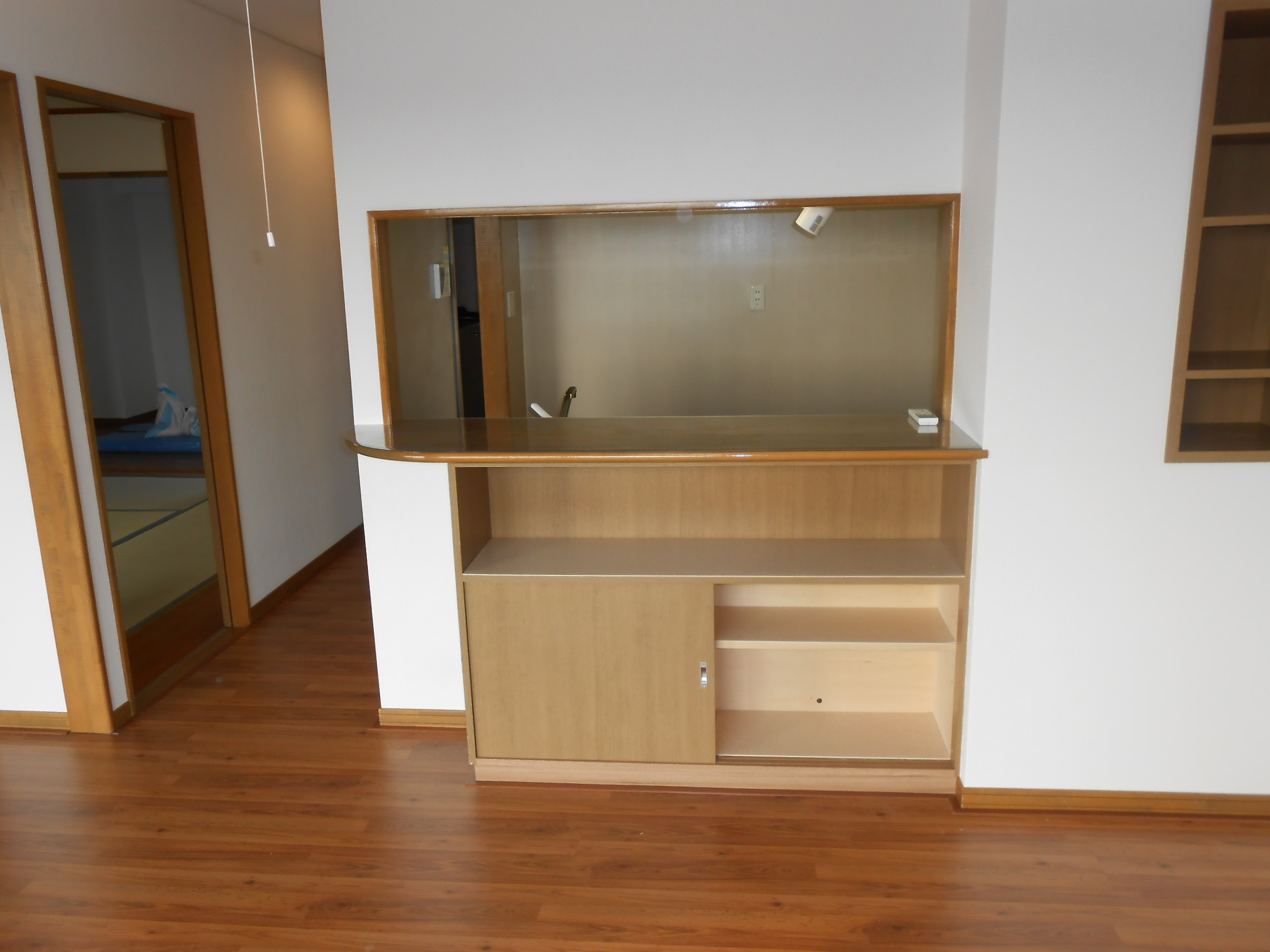 Other room space. Cupboard under the kitchen counter