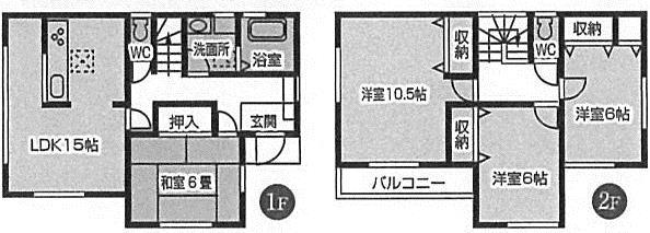 Floor plan. (Building 2), Price 14.4 million yen, 4LDK, Land area 202.05 sq m , Building area 105.16 sq m