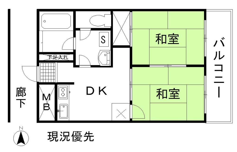 Floor plan. 2DK, Price 2.5 million yen, Occupied area 37.41 sq m floor plan