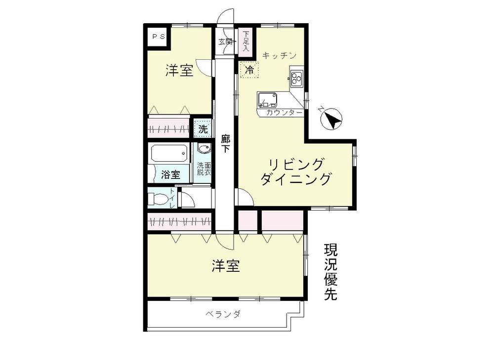 Floor plan. 2LDK, Price 11.9 million yen, Footprint 72.9 sq m , Balcony area 7.47 sq m floor plan