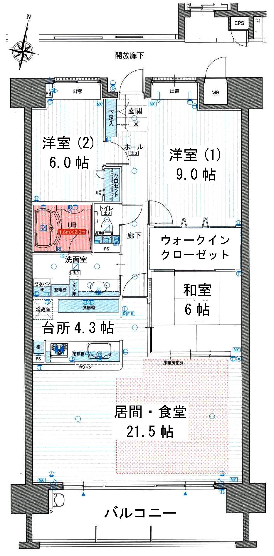 Floor plan. 3LDK, Price 32,800,000 yen, Footprint 100.63 sq m , Between the balcony area 15 sq m floor plan