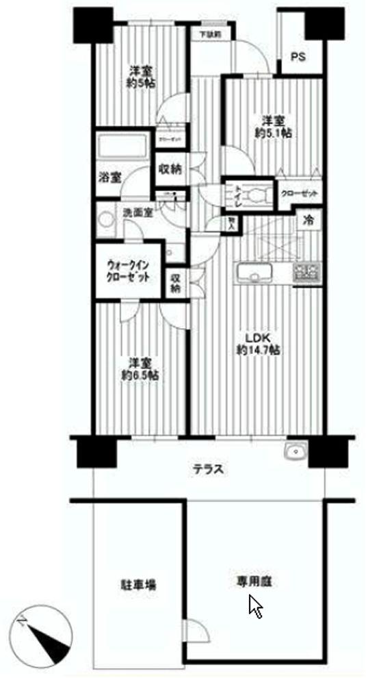 Floor plan. 3LDK, Price 16.8 million yen, Occupied area 73.74 sq m , Balcony area 11.88 sq m floor plan