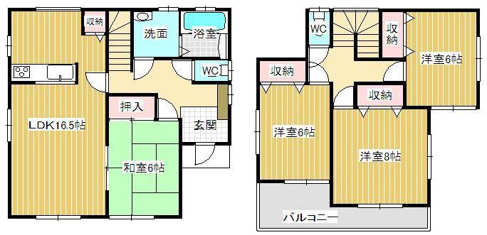 Floor plan. 22,400,000 yen, 4LDK, Land area 172.4 sq m , Floor plan of the building area 105.58 sq m Zenshitsuminami facing & corner room! 
