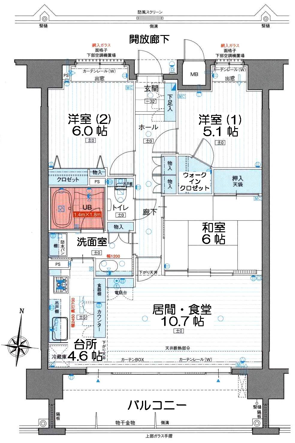 Floor plan. 3LDK, Price 19 million yen, Occupied area 74.65 sq m , Between the balcony area 14.5 sq m floor plan