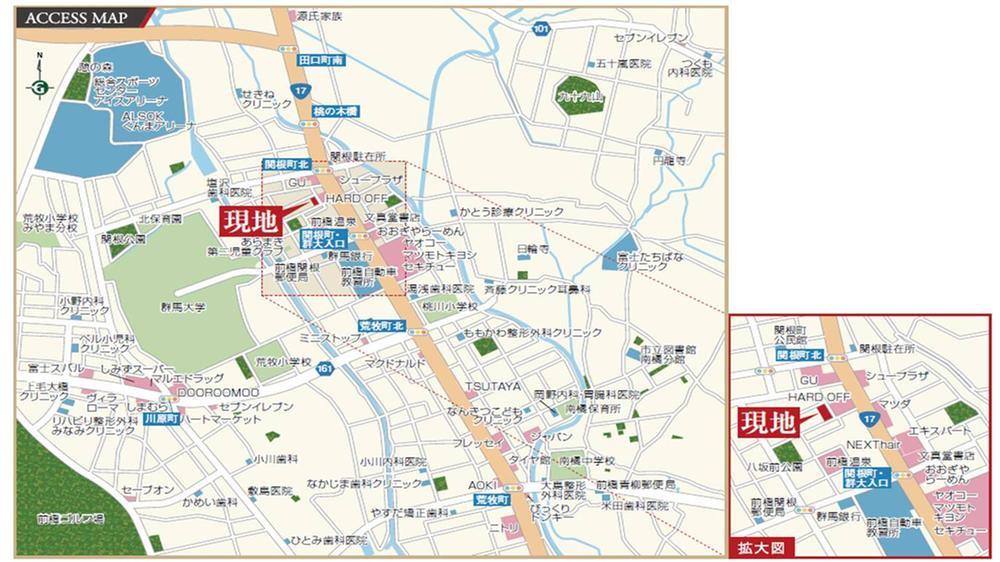 Local guide map. Sekine area lined a variety of shopping facilities and eateries along the main road. Children are wife is also a family area that everyone is aligned comfortable and convenient live nice conditions. 