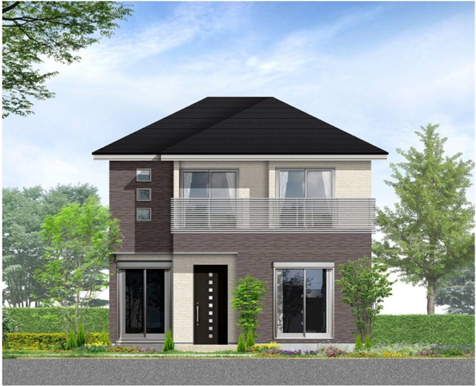 Rendering (appearance). (4 Building) Rendering stairs adopts living access stairs. Because through the always living in when the children go to his room, Increase the opportunities for communication. LDK is open-minded studio design. All from the kitchen MiWataru