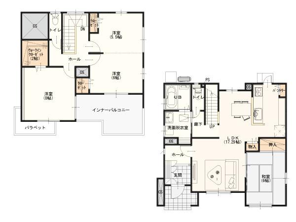 Floor plan. (3 Building), Price 30,800,000 yen, 4LDK, Land area 192.88 sq m , Building area 107.64 sq m