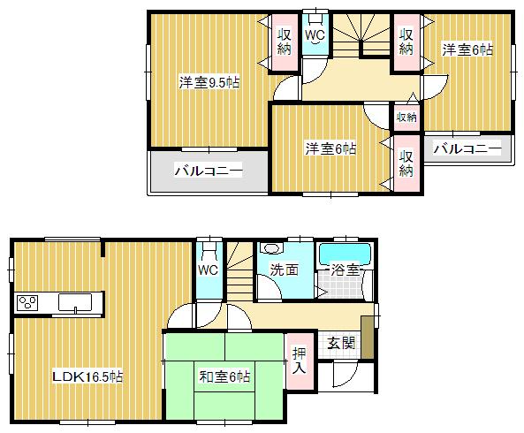 Floor plan. 19,800,000 yen, 4LDK, Land area 189.51 sq m , Building area 105.16 sq m Master Bedroom 9.5 Pledge ensure! 
