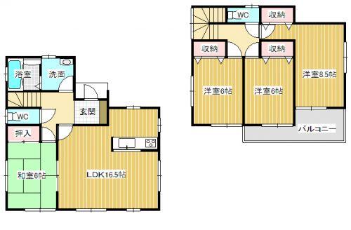 Floor plan. 20.8 million yen, 4LDK, Land area 167.45 sq m , Building area 102.68 sq m Zenshitsuminami direction! 
