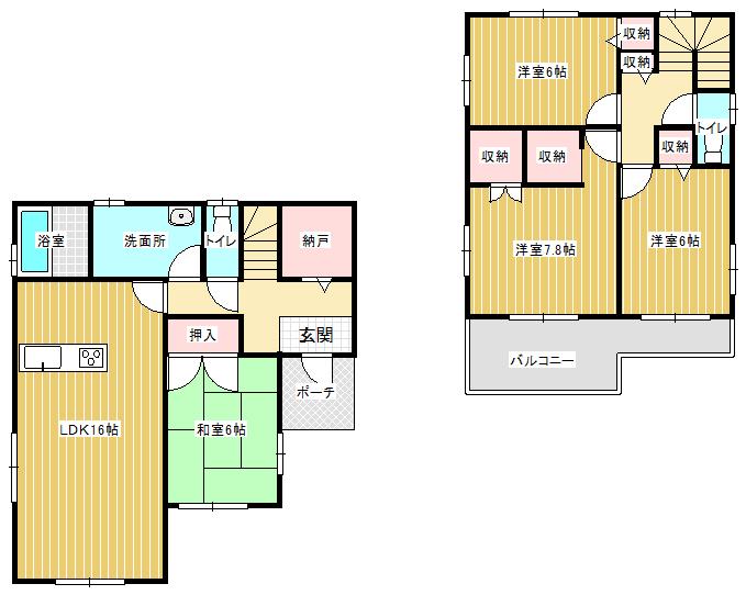 Floor plan. 26,900,000 yen, 4LDK + S (storeroom), Land area 223.42 sq m , Building area 104.13 sq m all rooms Corner Room! Storage is abundant! 
