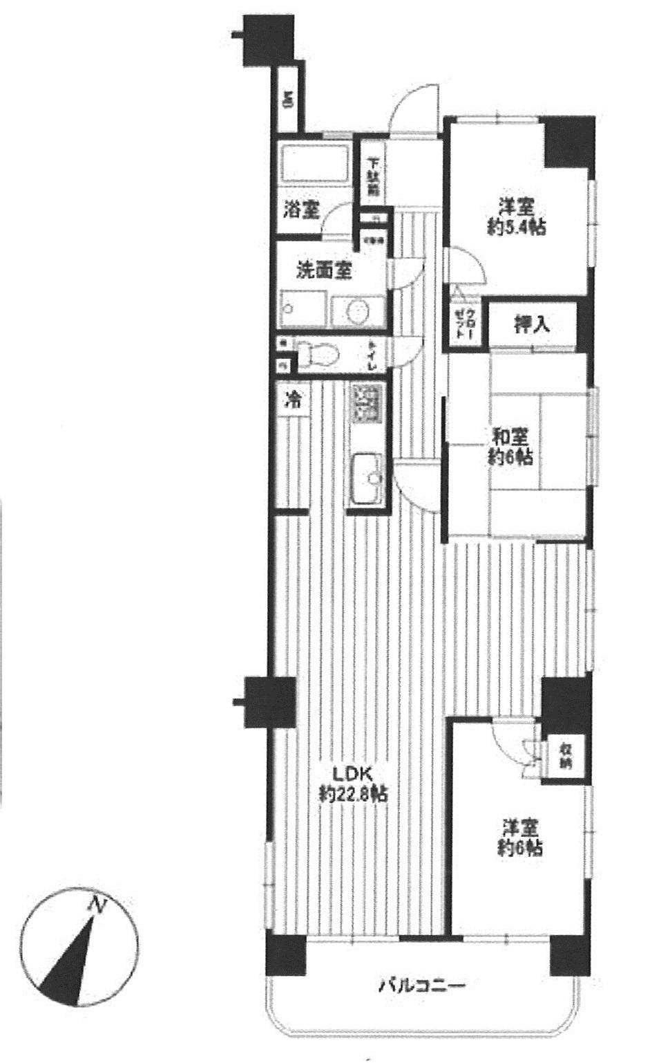Floor plan. 3LDK, Price 13.8 million yen, Occupied area 85.91 sq m , Balcony area 8.68 sq m