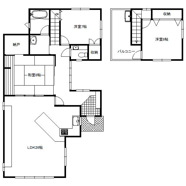 Floor plan. 36,400,000 yen, 3LDK, Land area 208.64 sq m , Building area 121.73 sq m