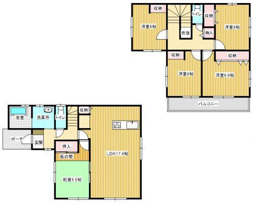 Floor plan. 24,900,000 yen, 5LDK, Land area 155 sq m , Floor plan of the building area 111.99 sq m rare 5LDK! 