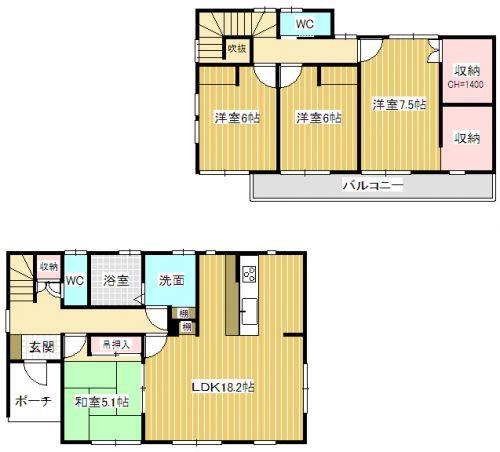 Floor plan. 26.5 million yen, 4LDK, Land area 190.6 sq m , Floor plan of the building area 103.29 sq m Zenshitsuminami direction! 