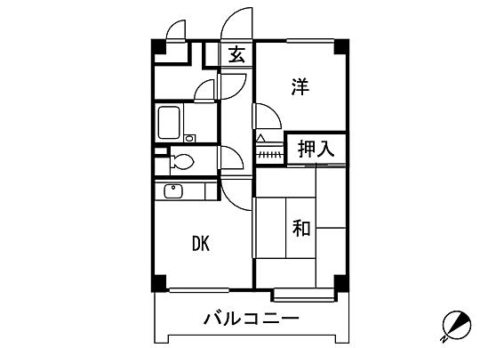 Floor plan. 2DK, Price 4.8 million yen, Occupied area 39.76 sq m , Balcony area 6.85 sq m floor plan