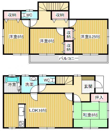 Floor plan. 17,900,000 yen, 4LDK, Land area 300.44 sq m , You you do not have to fight in the room assignment because it is building area 105.98 sq m Zenshitsuminami direction. 