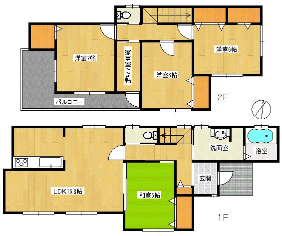 Floor plan. 23,390,000 yen, 4LDK, Land area 170.28 sq m , Building area 108.05 sq m
