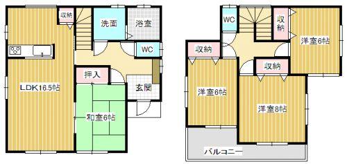 Floor plan. 23.4 million yen, 4LDK, Land area 171.08 sq m , Building area 105.58 sq m Zenshitsuminami facing & corner floor plan that has been thought of the room! 