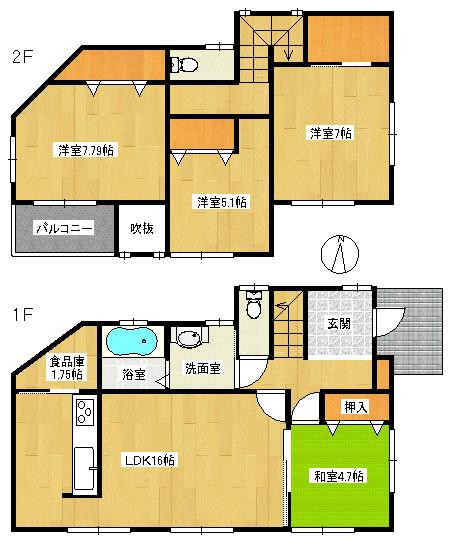 Floor plan. 21,390,000 yen, 4LDK, Land area 195.28 sq m , Building area 103.51 sq m