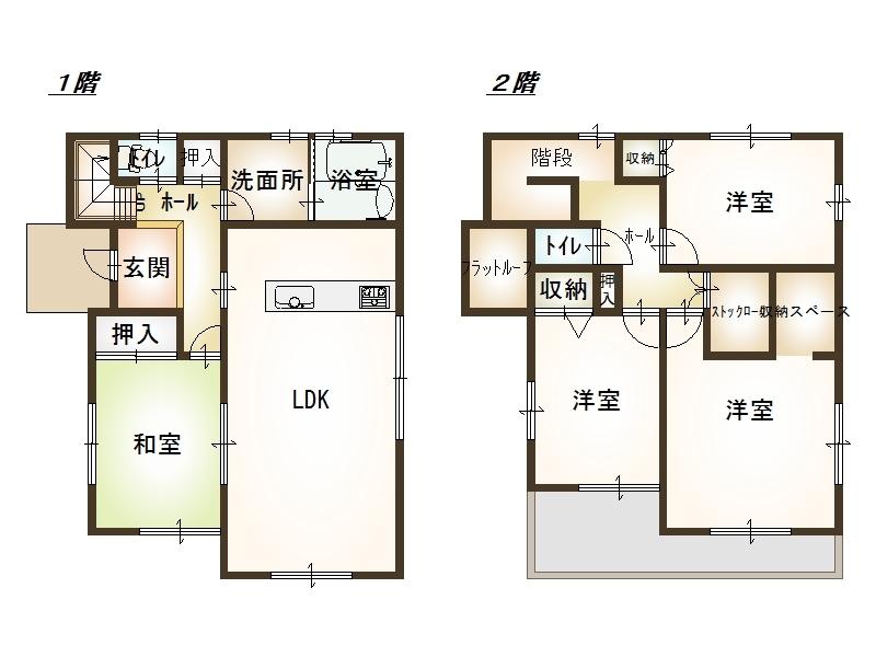 Floor plan. 25,800,000 yen, 4LDK, Land area 183.6 sq m , Building area 104.75 sq m