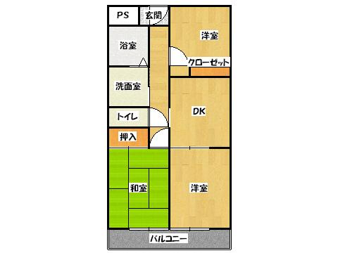 Floor plan. 3DK, Price 7.5 million yen, Occupied area 53.36 sq m