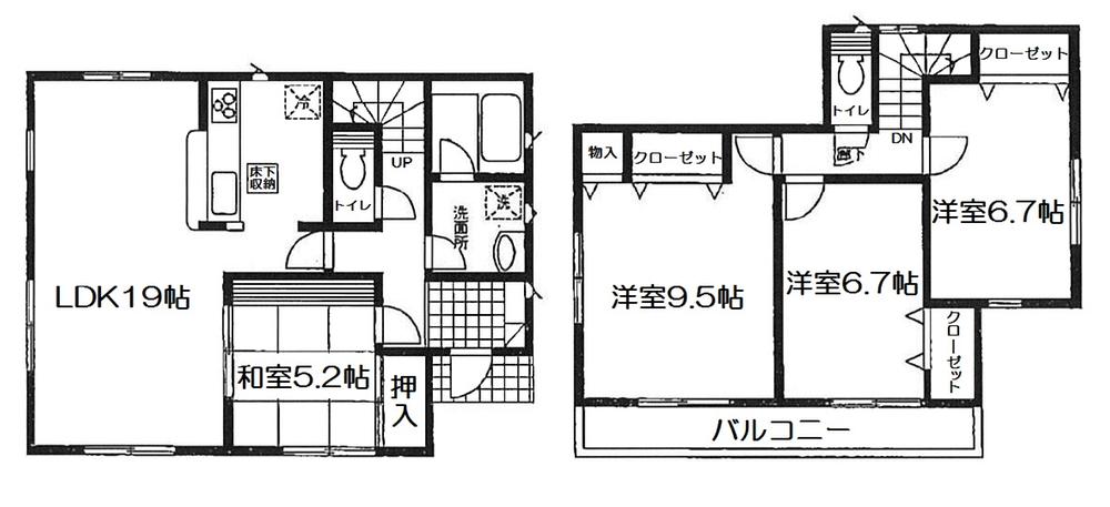 Floor plan. (1 Building), Price 22,800,000 yen, 4LDK, Land area 167.74 sq m , Building area 106.92 sq m