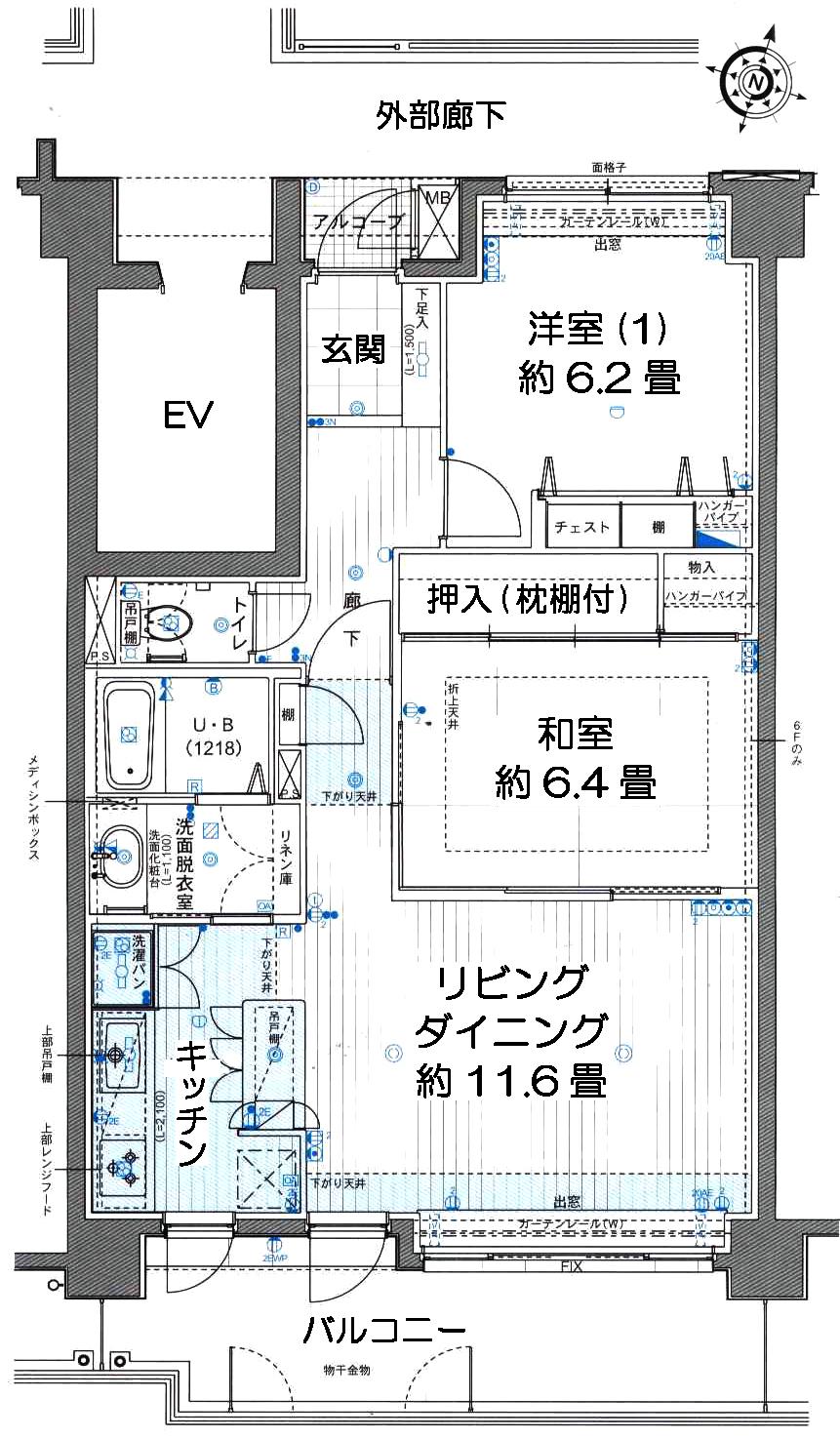 Floor plan. 2LDK, Price 15.2 million yen, Occupied area 66.67 sq m , Balcony area 12.96 sq m floor plan