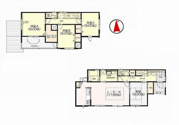 Floor plan. 32,300,000 yen, 4LDK, Land area 182.39 sq m , Building area 112.61 sq m