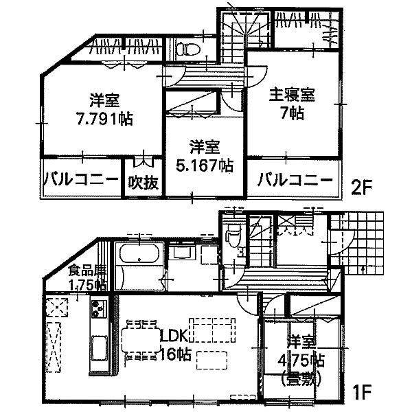 Floor plan. 21,390,000 yen, 4LDK, Land area 195.28 sq m , Building area 103.51 sq m