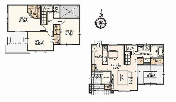 Floor plan. (1 Building), Price 26.2 million yen, 4LDK, Land area 198.65 sq m , Building area 106.67 sq m