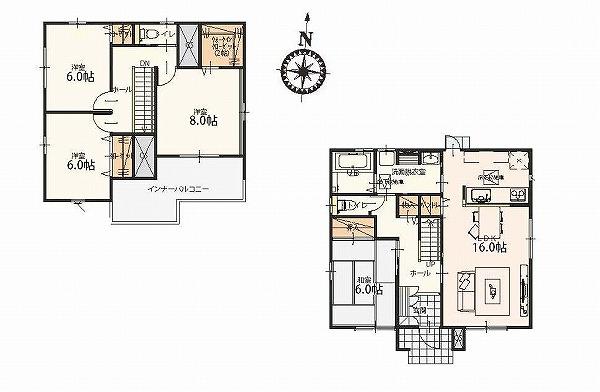 Floor plan. (Building 2), Price 26,600,000 yen, 4LDK, Land area 225.79 sq m , Building area 107.64 sq m