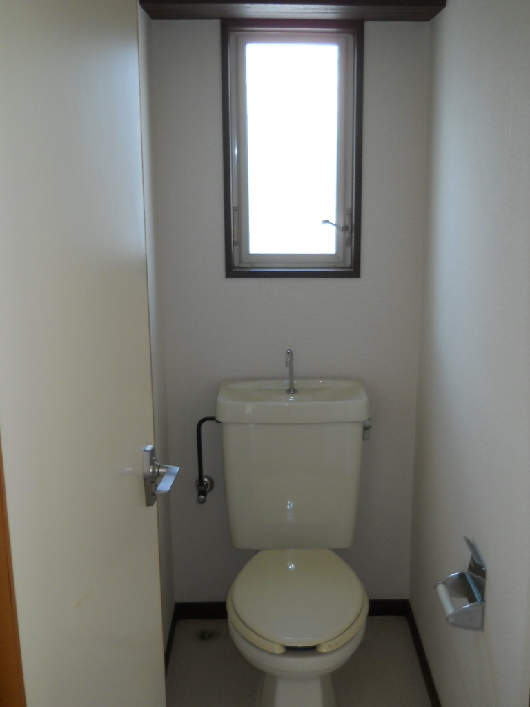 Toilet. Window in the toilet.