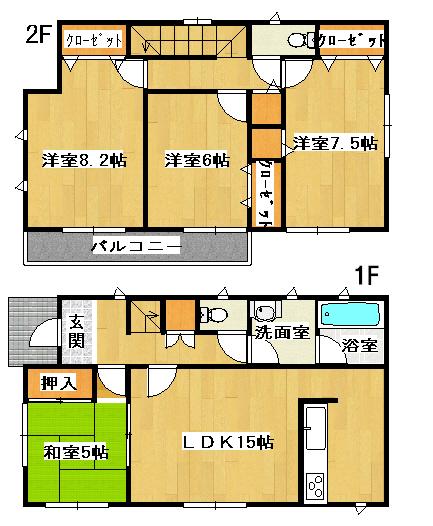 Floor plan. 15.8 million yen, 4LDK, Land area 201.81 sq m , Building area 98.01 sq m