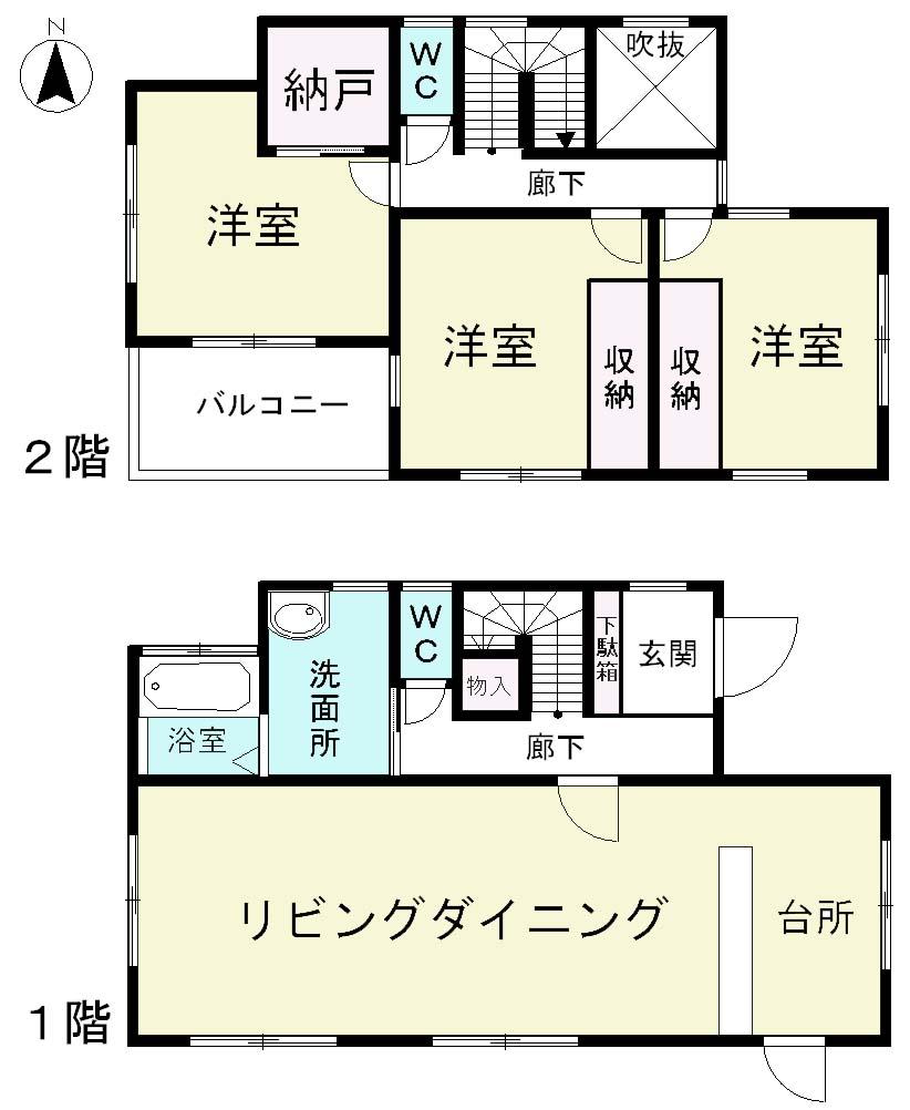 Floor plan. 15,550,000 yen, 3LDK + S (storeroom), Land area 182.62 sq m , Building area 107.64 sq m floor plan