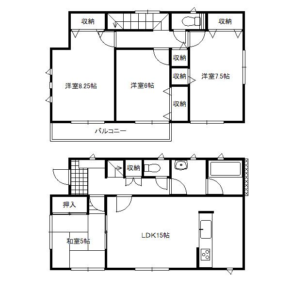 Floor plan. 15.8 million yen, 4LDK, Land area 264.14 sq m , Building area 98.01 sq m