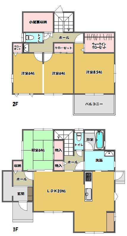 Floor plan. (2), Price 24,800,000 yen, 4LDK+2S, Land area 216.39 sq m , Building area 121.73 sq m