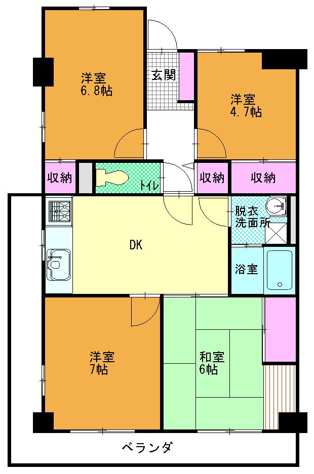 Floor plan. 4DK, Price 8.8 million yen, Occupied area 73.88 sq m , Balcony area 17.52 sq m