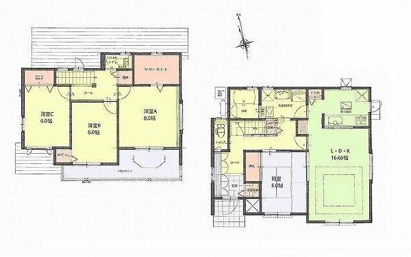 Floor plan. (3 Building), Price 31.5 million yen, 4LDK, Land area 213 sq m , Building area 112.61 sq m