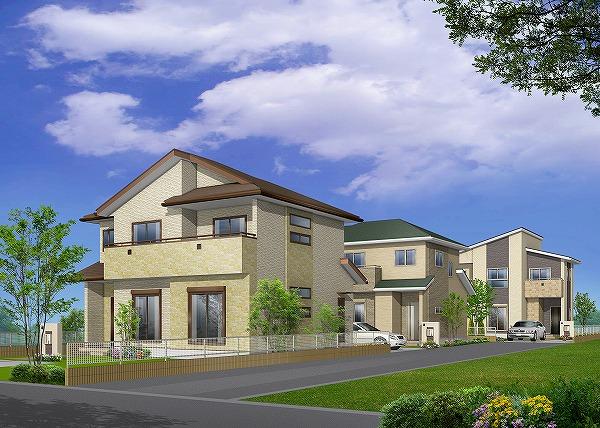 Cityscape Rendering. Triple Building Rendering