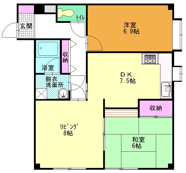 Floor plan. 3DK, Price 8.3 million yen, Footprint 69 sq m